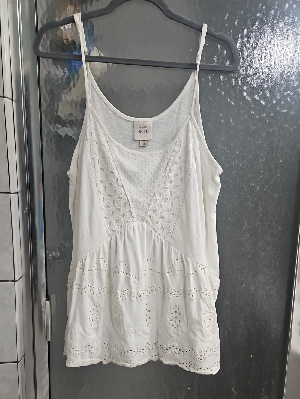 Knox Rose Cream  Eyelet Camisole Tank
